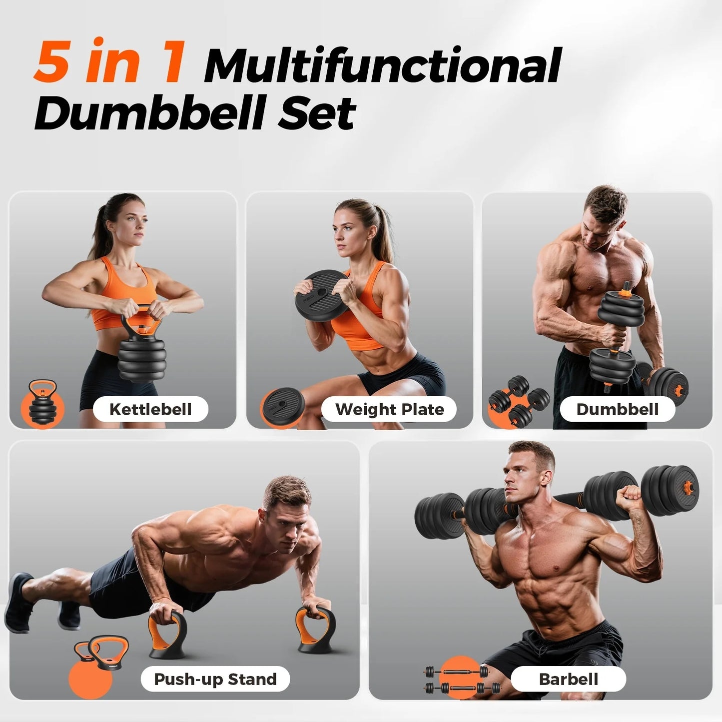 FLYBIRD 5 in 1 Dumbbell Kettlebell Weight Set