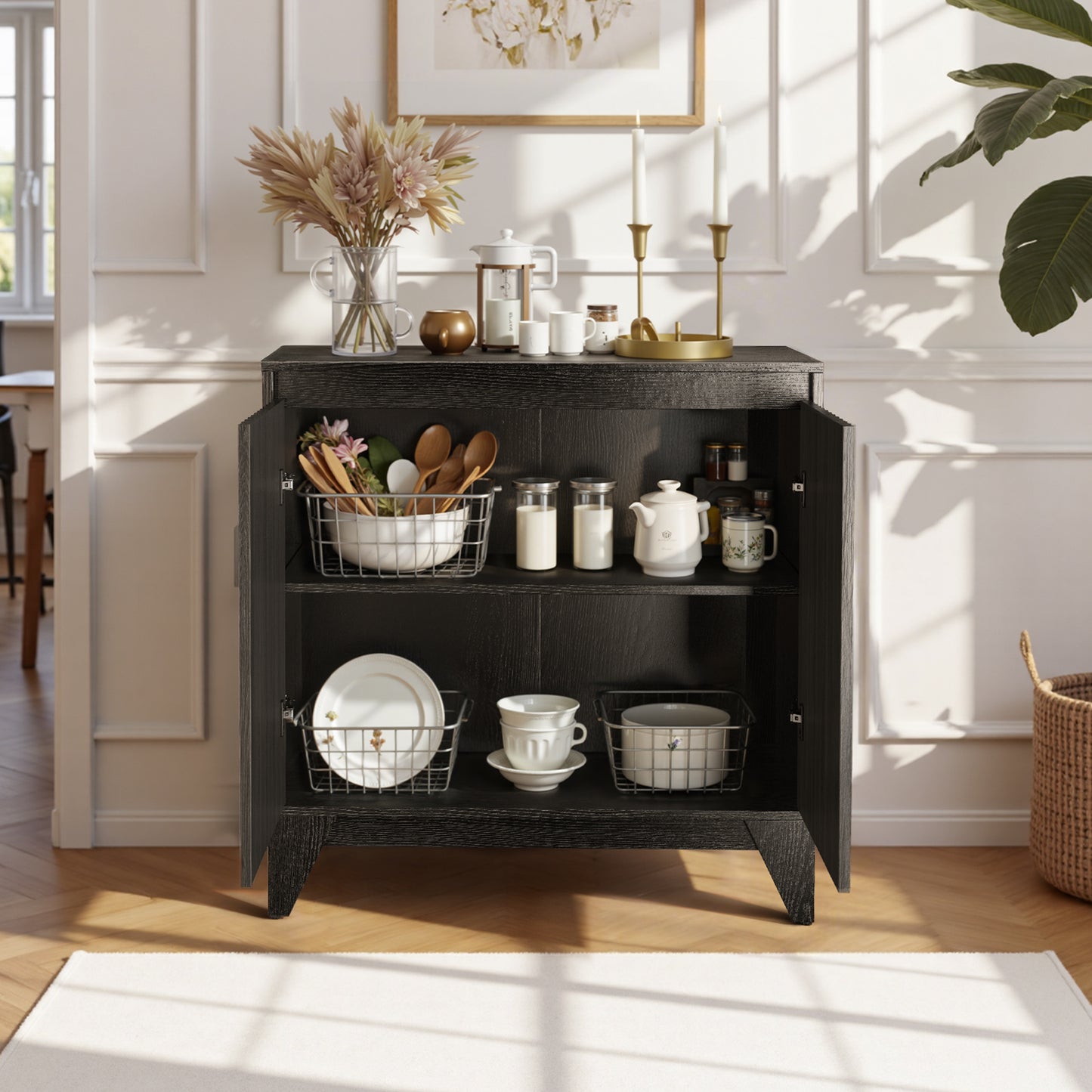 32" Tall 2 - Door Accent Cabinet With Adjustable Shelf