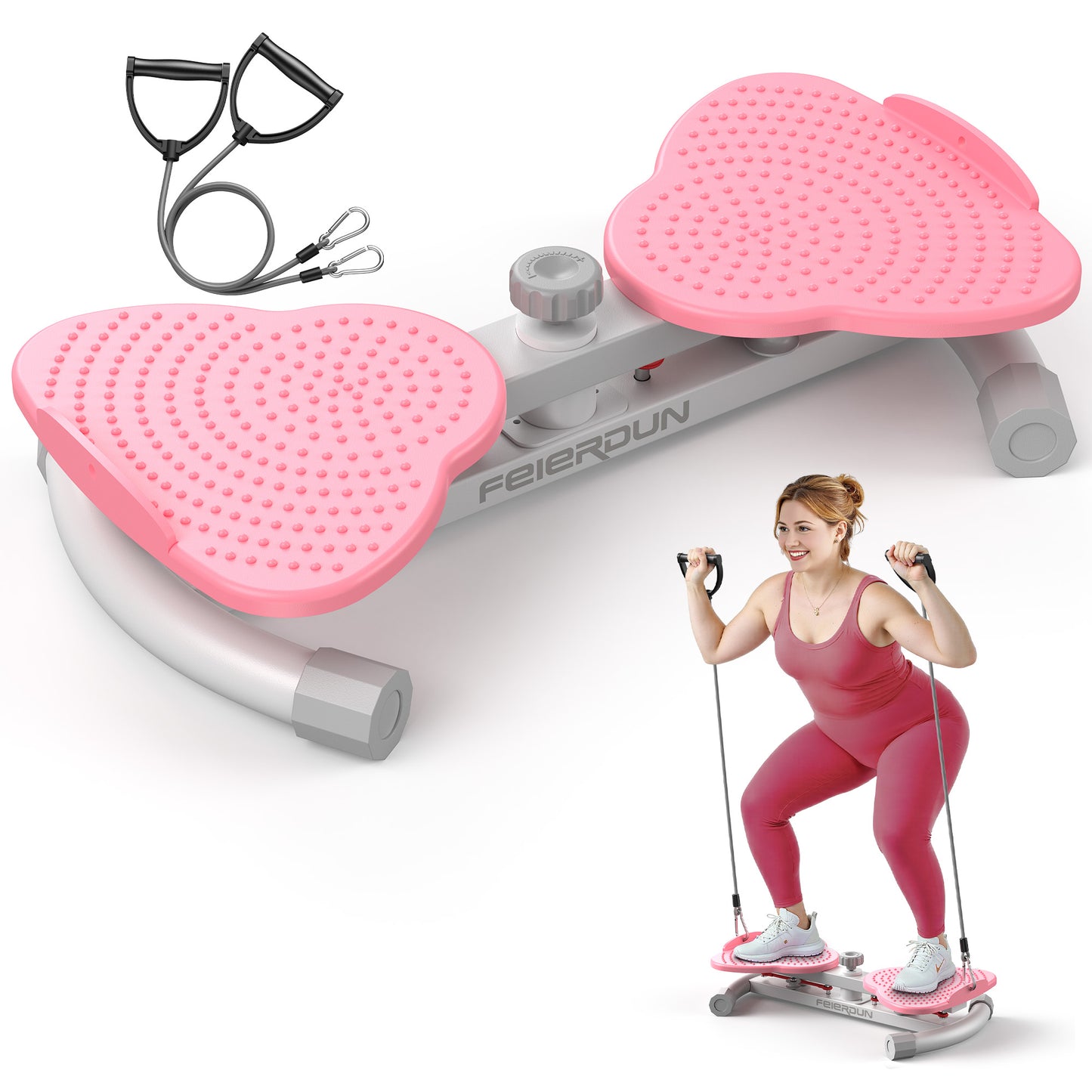 Feierdun Exercise Twist Boards for Home Workout,Waist Twister Machine Exercise,Balance Board for Weight Loss (Pink)