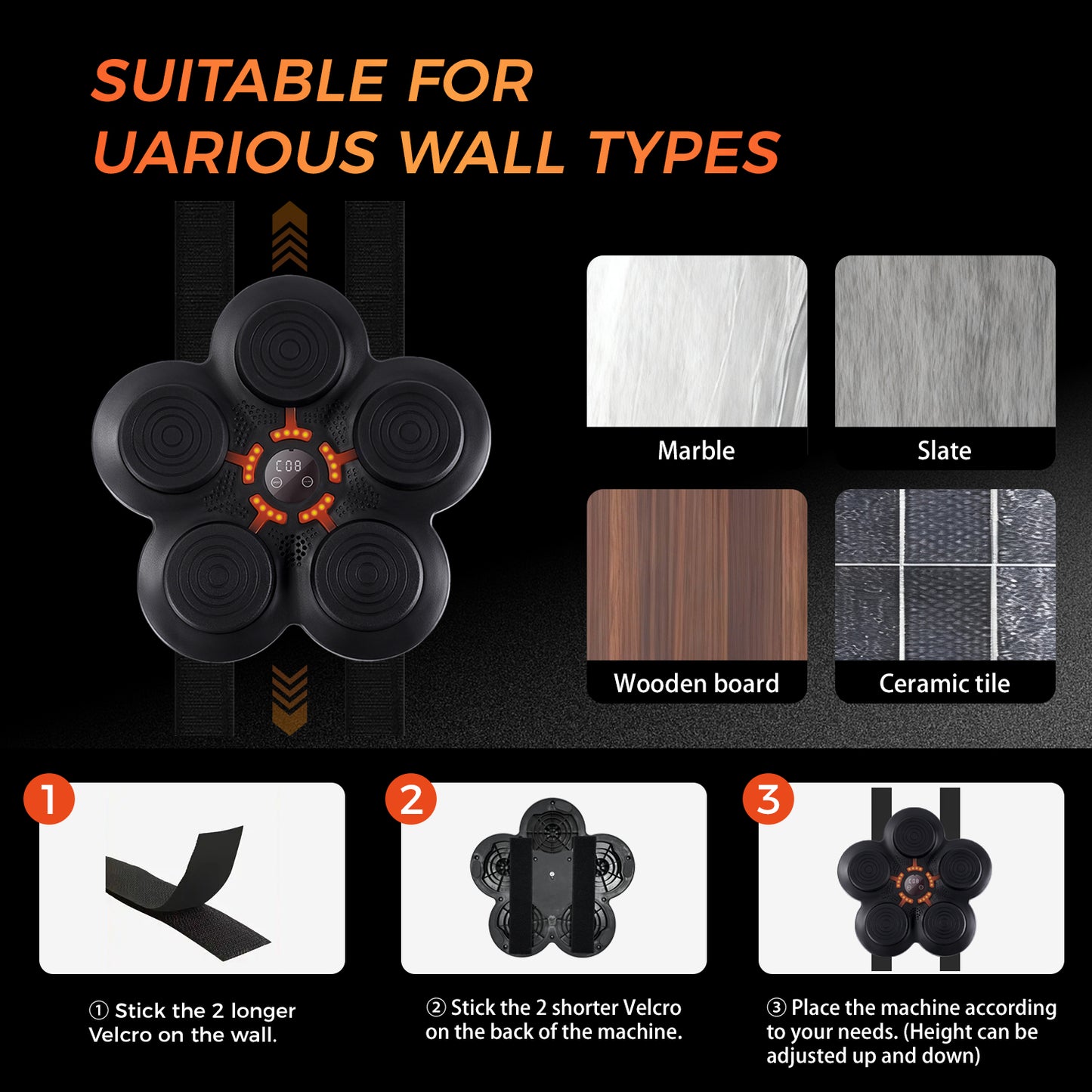 Feierdun Wall-Mounted Smart Boxing Trainer with Music, Gloves, and Target Pads - Wireless-Enabled Fitness Equipment for Home