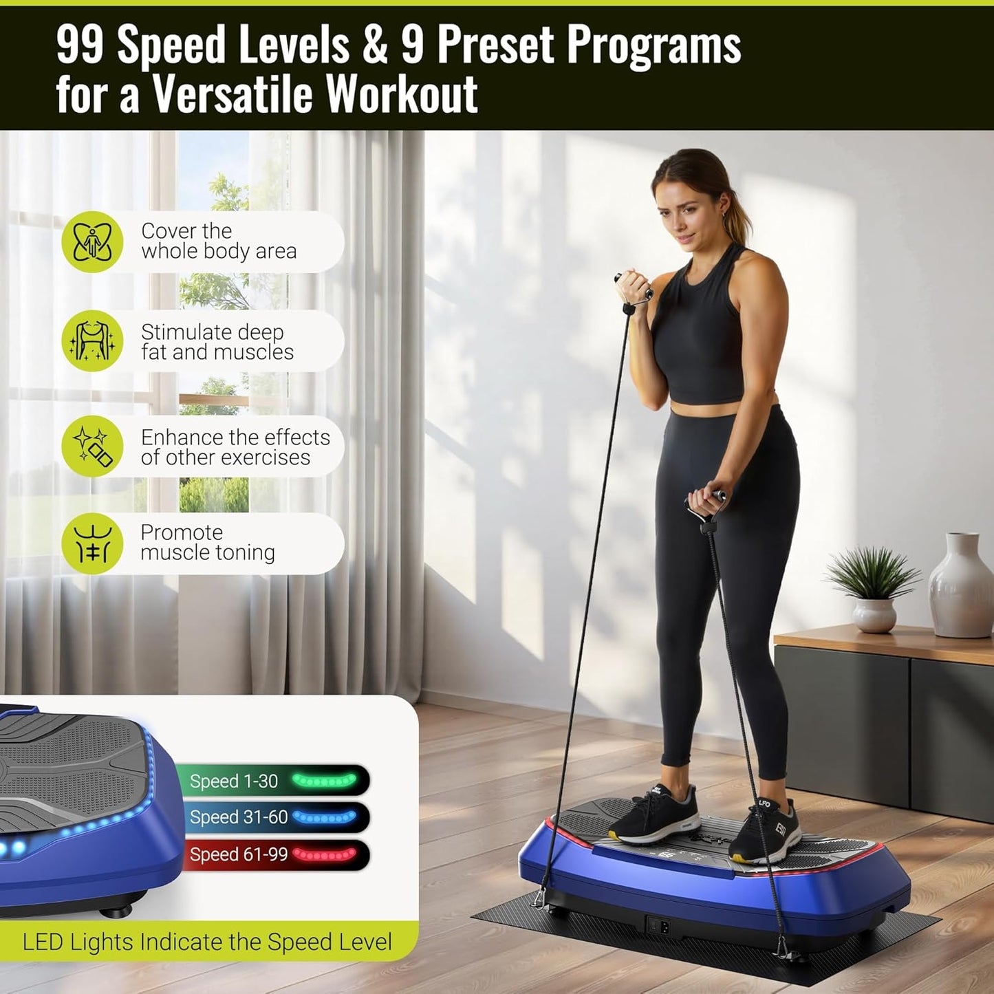 FLYBIRD Vibration Plate Exercise Machine, Adjustable Speed High Intensity Vibration for Muscle Toning Weight Loss Lymphatic Drainage, Full Body Workout Vibration Plate