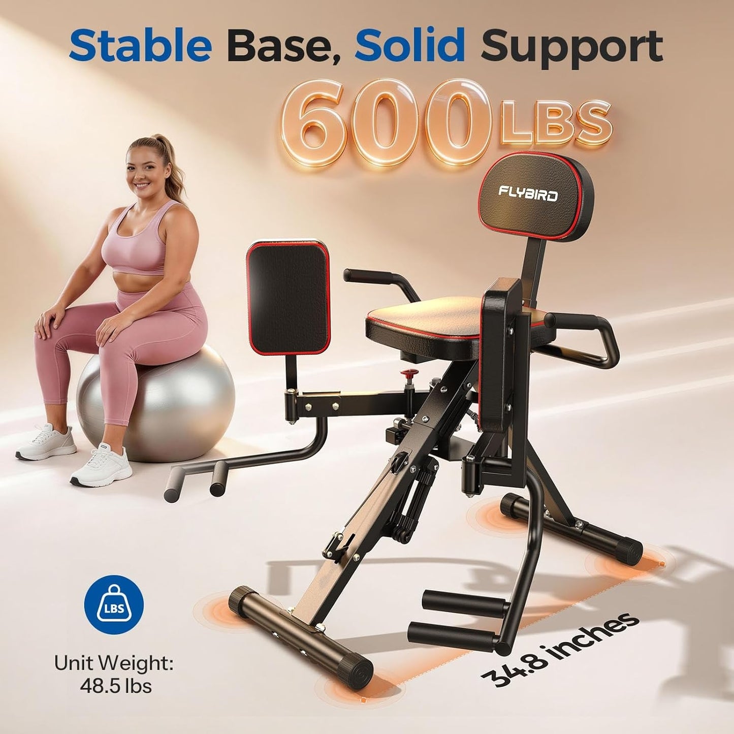 FED FITNESS 2-in-1 Hip Adductor & Abductor Machine, 6 Adjustable Resistance Bands, Dual Foot Bar, Home Gym for Glute & Inner Thigh.