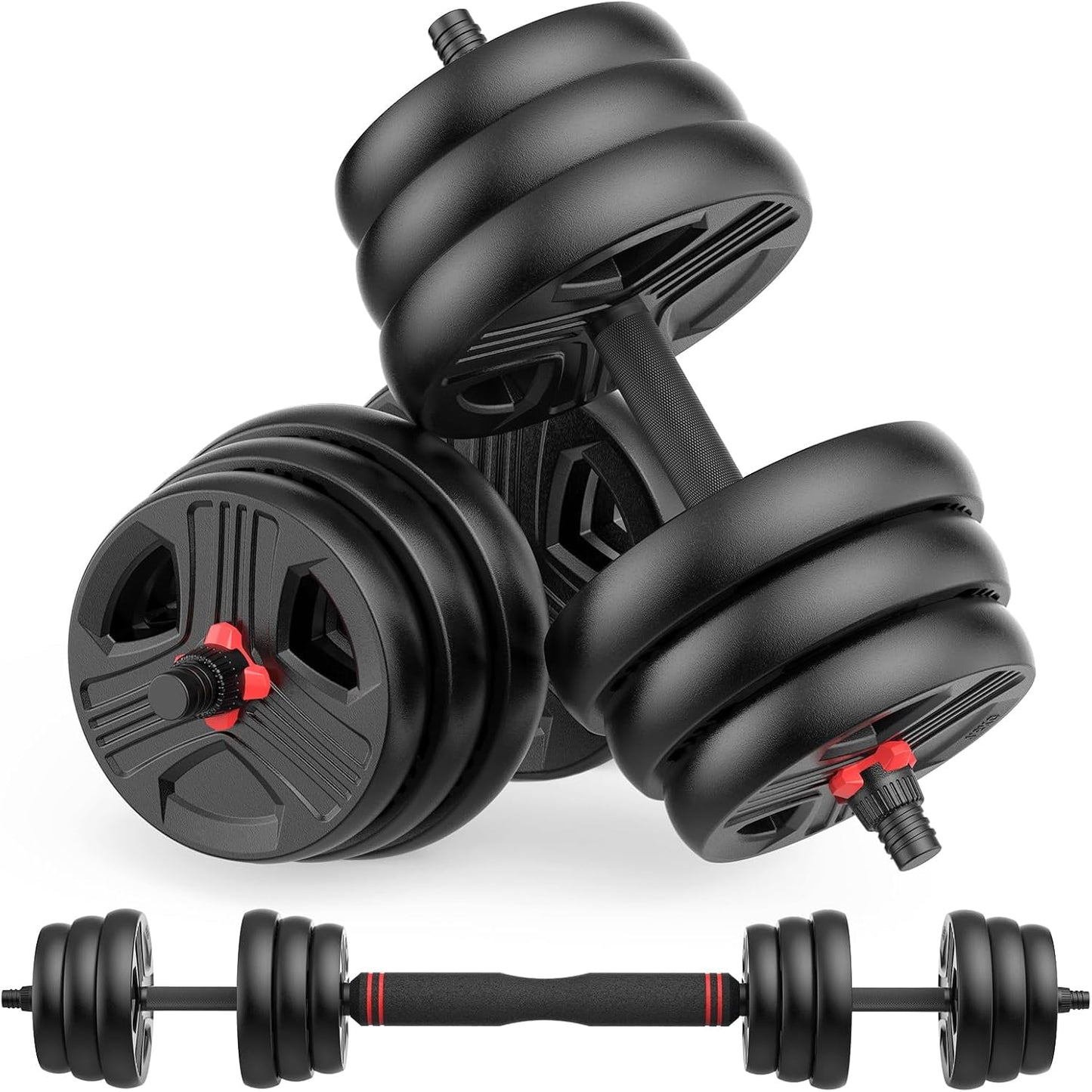 Adjustable Dumbbells,80lbs Free Weights Dumbbells Convertible 2 or 3 in 1 Set Used as Barbell, Kettlebells, A Pair of Lightweight for Home Gym