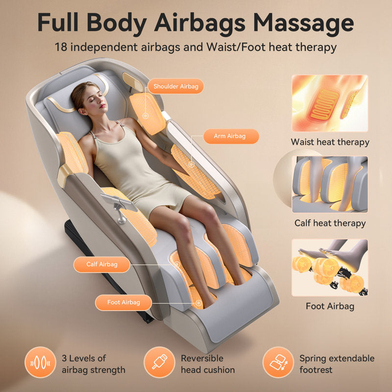 KOLIGEY 3D Full Body Massage Chair With Air Bags, Foot Massage, Heat Therapy, Shiatsu Recliner