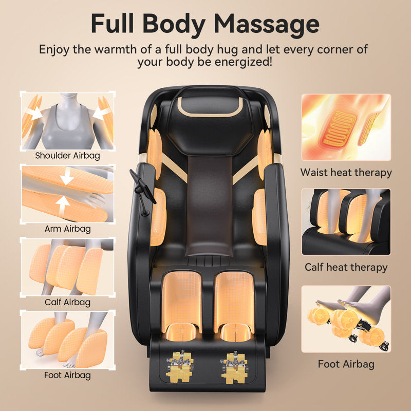 KOLIGEY 3D Full Body Massage Chair With Air Bags, Foot Massage, Heat Therapy, LCD Screen&Voice Control