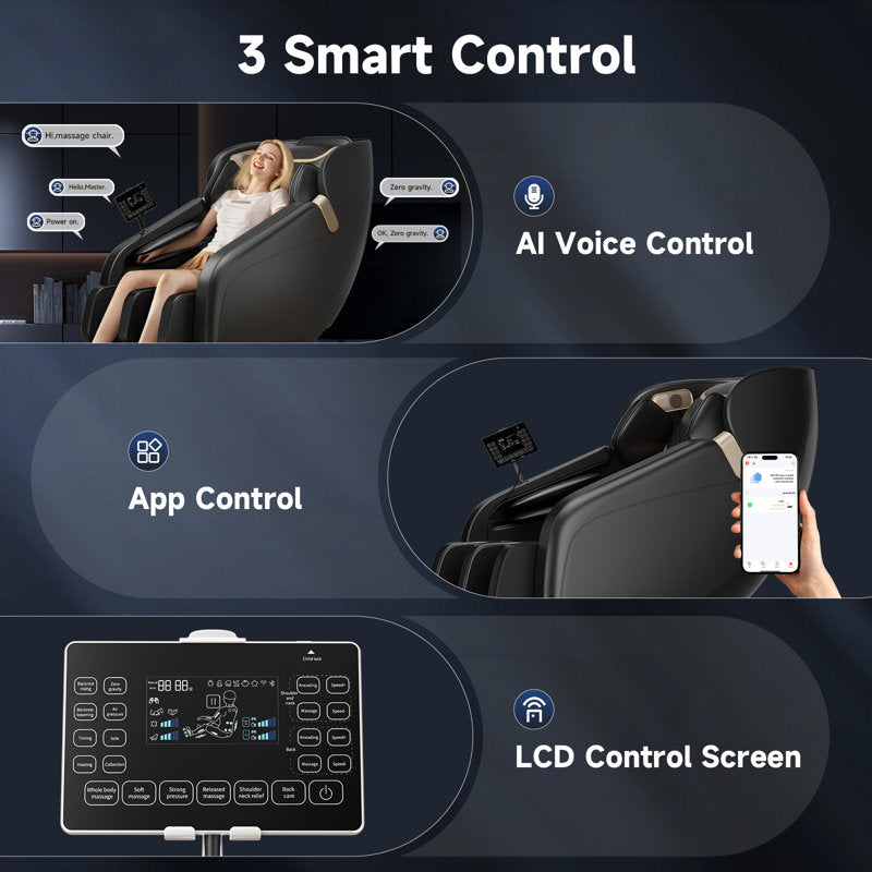 KOLIGEY 3D Full Body Massage Chair With Air Bags, Foot Massage, Heat Therapy, LCD Screen&Voice Control