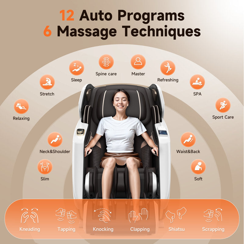 Full Body 4D Massage Chair With Automatic Extended Footrest, SL-Track Zero Gravity Recliner, Full Air Bags, Heat Therapy, Yoga Stretch