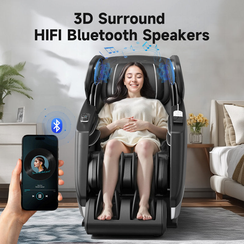 Full Body 4D Massage Chair With Automatic Extended Footrest, SL-Tracity Recliner, Full Air Bags, Heat Therapy