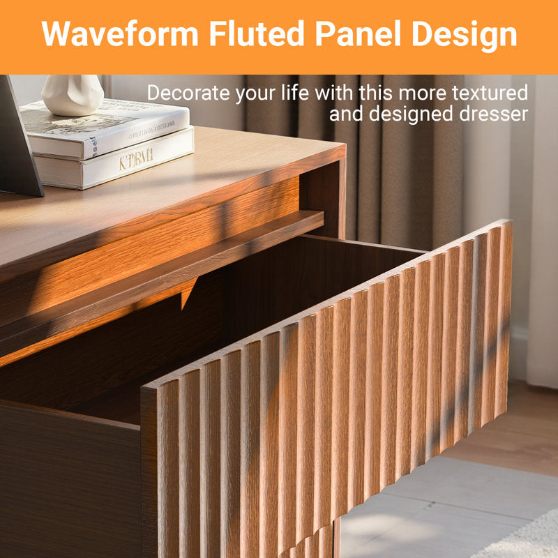 Dejesus 3-Drawer Dresser 27.5"W Single Dresser With Waveform Fluted Panel