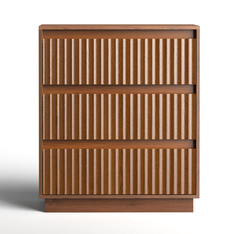 Dejesus 3-Drawer Dresser 27.5"W Single Dresser With Waveform Fluted Panel