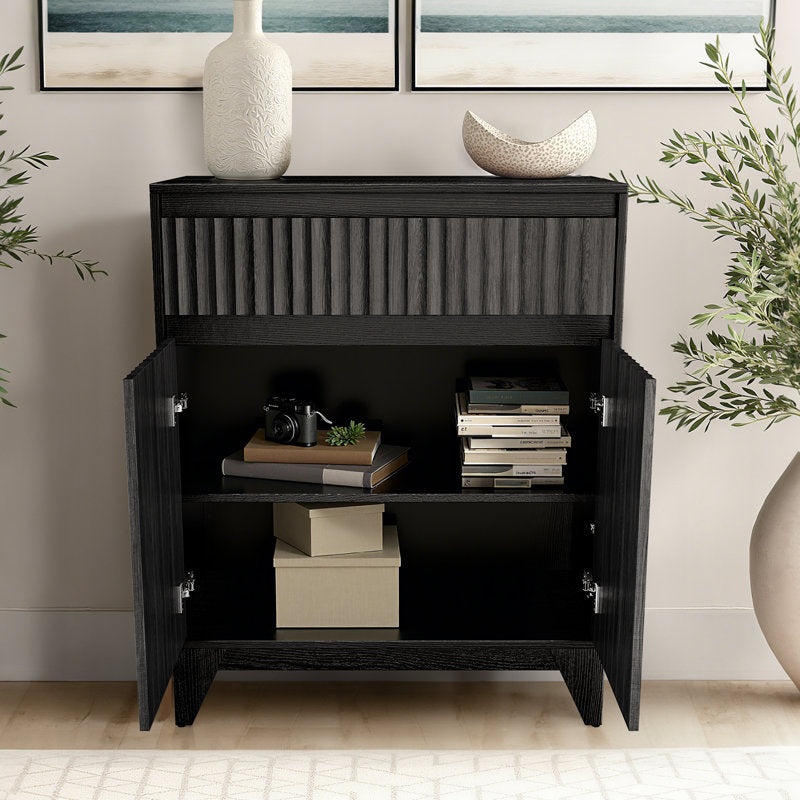 Dejesus 38" Tall 2 - Door Accent Cabinet With Adjustable Shelf, Waveform Fluted Panel