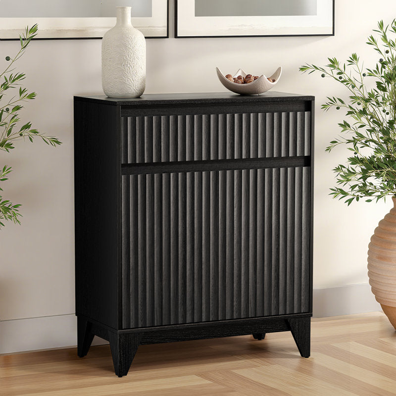 Dejesus 38" Tall 2 - Door Accent Cabinet With Adjustable Shelf, Waveform Fluted Panel