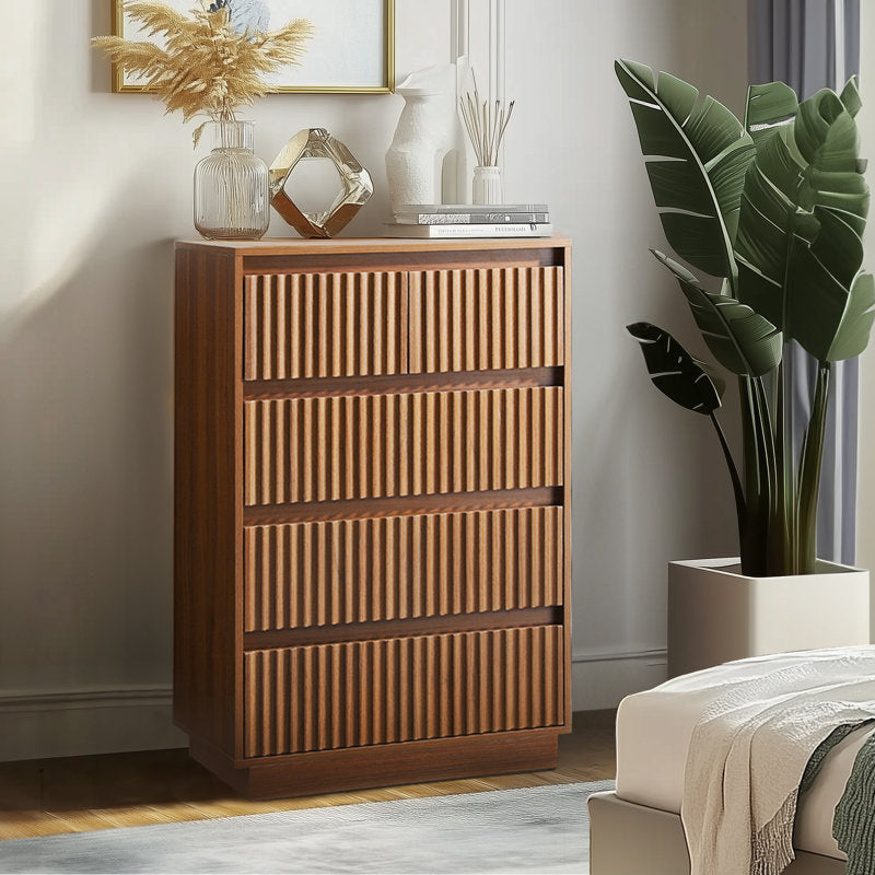 Dejesus 5-Drawer Dresser 27.5"W Single Dresser With Waveform Fluted Panel