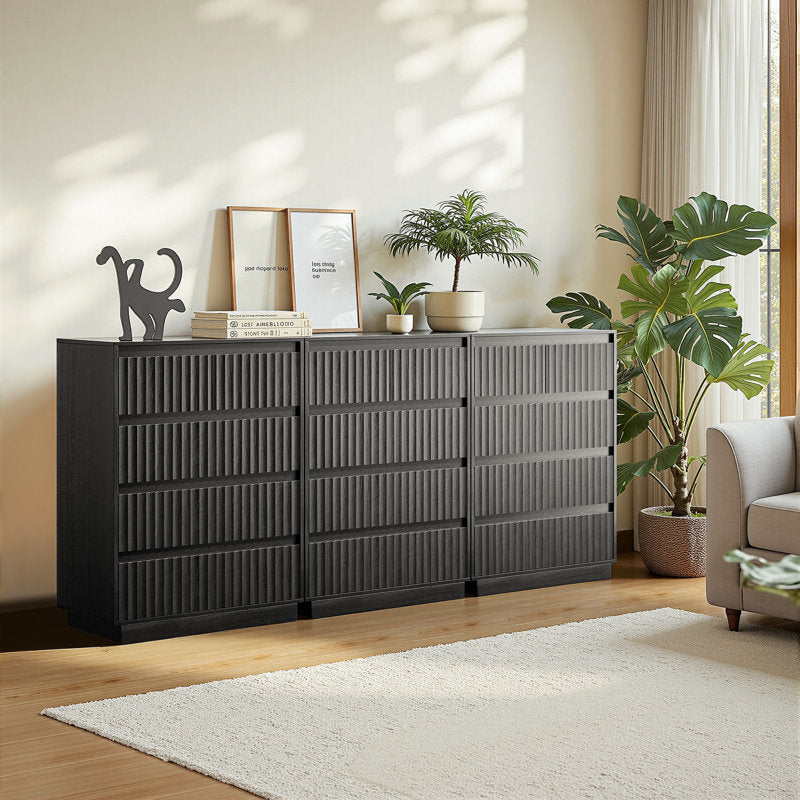 Dejesus 5-Drawer Dresser 27.5"W Single Dresser With Waveform Fluted Panel