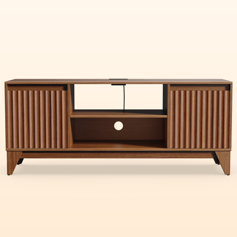 Dejesus 55" TV Stand With Charge Station, Waveform Fluted Panelconsole Center