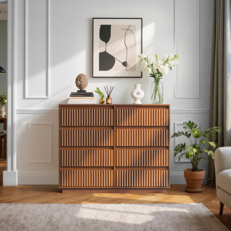 Dejesus 8-Drawer Dresser 52"W Double Dresser With Waveform Fluted Panel