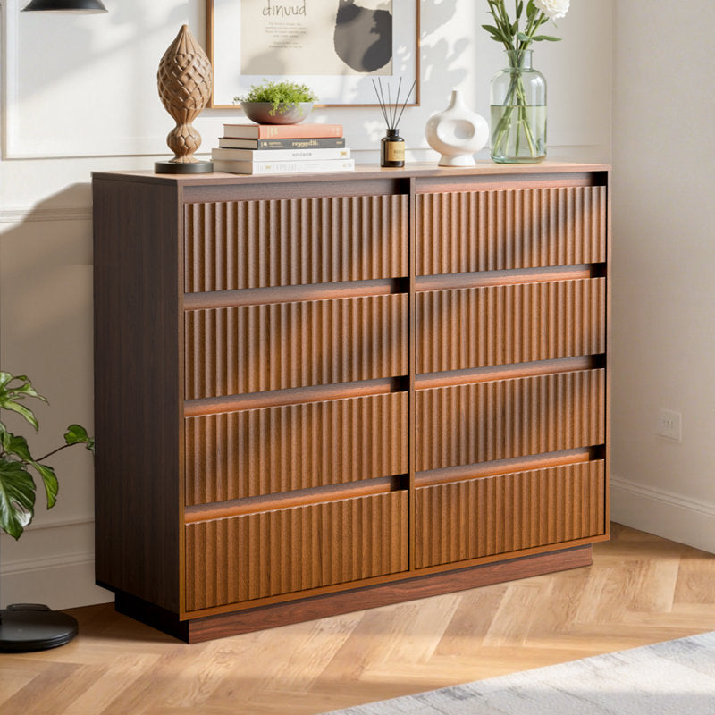 Dejesus 8-Drawer Dresser 52"W Double Dresser With Waveform Fluted Panel
