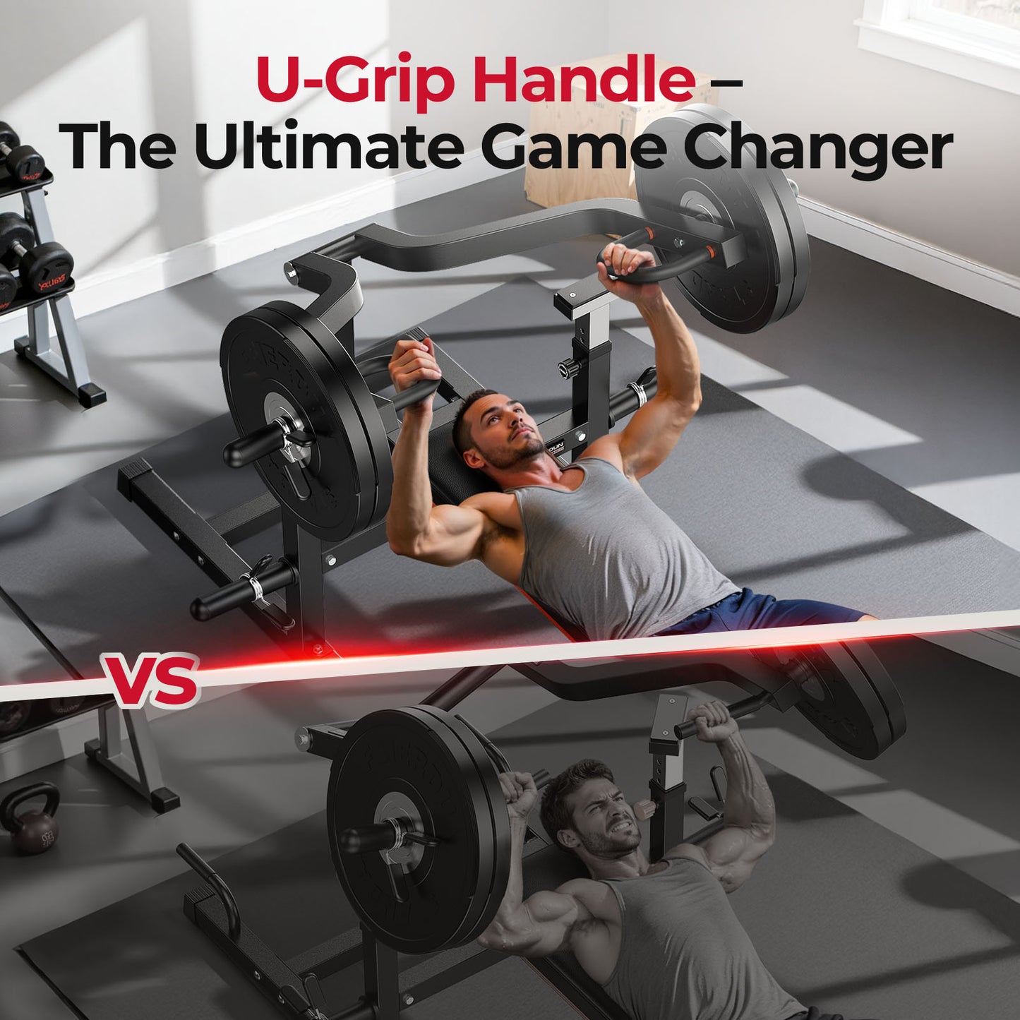 FEIERDUN 3-Grip U-Handles Chest Press Machine, 1250LBS Heavy-Duty Bench Press with Independent Converging Arms
