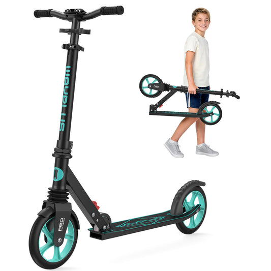 WAYPLUS Kick Scooter for Ages 6+,Kid, Teens & Adults. Max Load 240 LBS. Foldable, Lightweight, 8IN Big Wheels for Kids, Teen and Adults, 4 Adjustable Levels. Bearing ABEC9