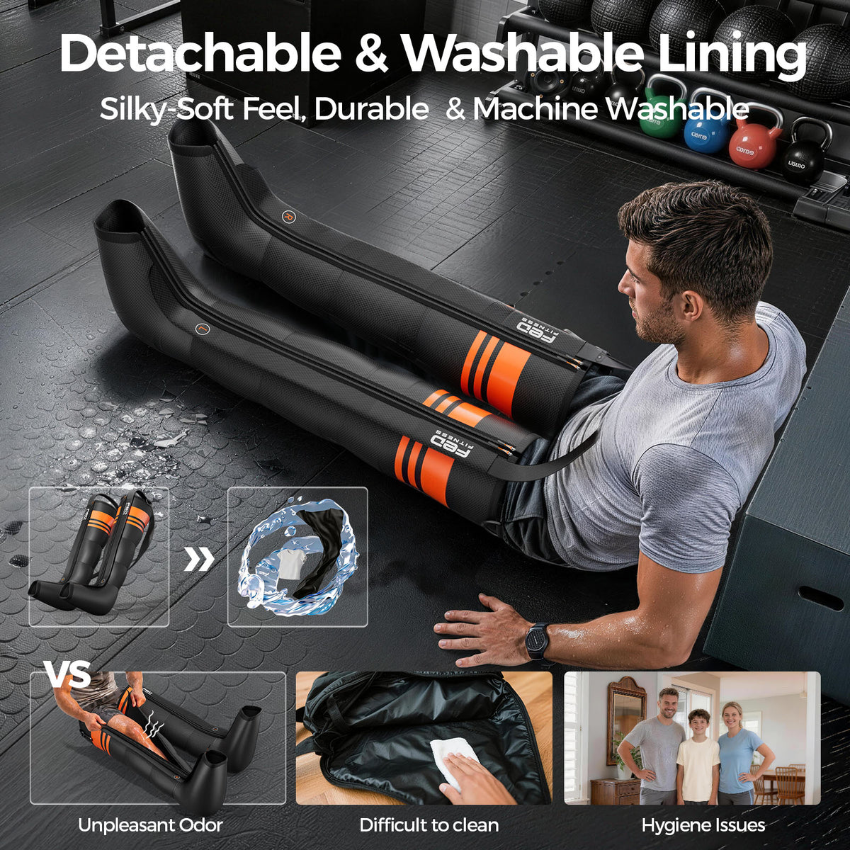FED Fitness Compression Boots, 6 Modes & 13 Levels , 3 Timing&Heat, 5 Airbags 360° Coverage, Adjustable with Washable Liner for Leg Massage