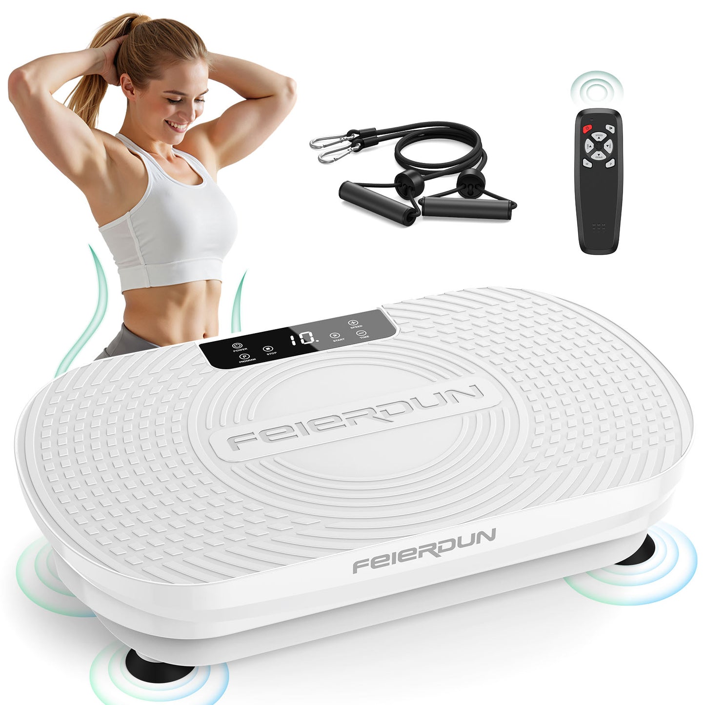 FEIERDUN Vibration Plate Exercise Machine, Curved Vibration Plate for Lymphatic Drainage Weight Loss