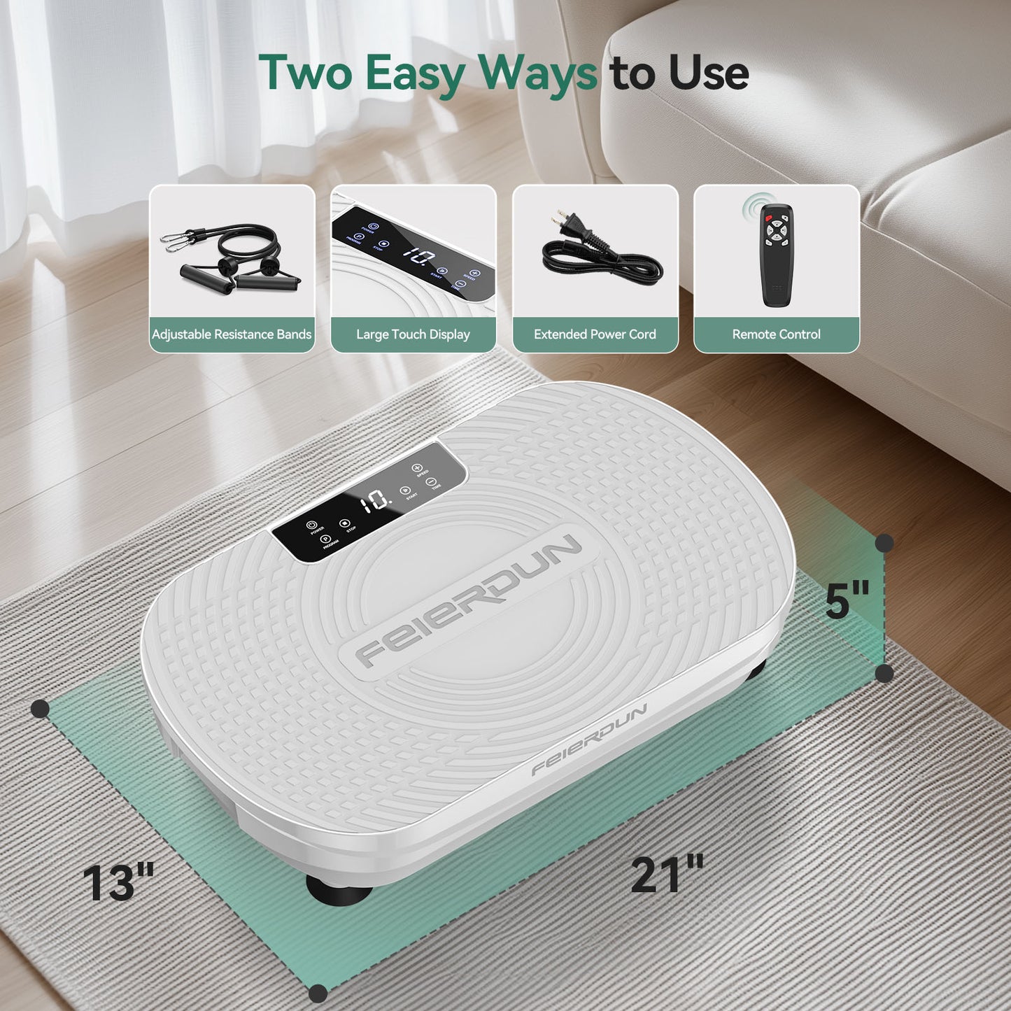 FEIERDUN Vibration Plate Exercise Machine, Curved Vibration Plate for Lymphatic Drainage Weight Loss