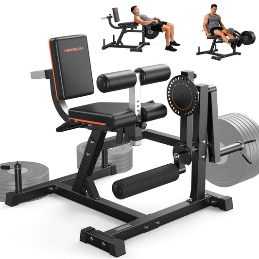 FEIERDUN 3-in-1 Leg Extension Curl Machine, Leg Extension Machine for Lower Body Workouts, Adjustable Leg Curl Machine with Exercise Bench
