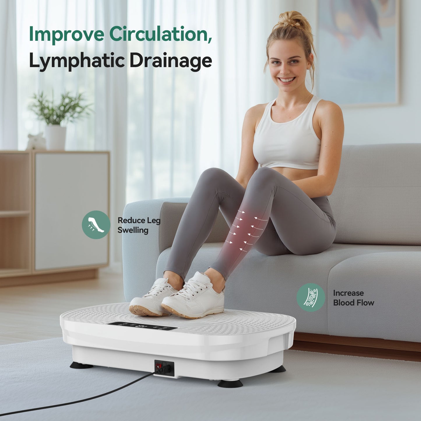 FEIERDUN Vibration Plate Exercise Machine, Curved Vibration Plate for Lymphatic Drainage Weight Loss