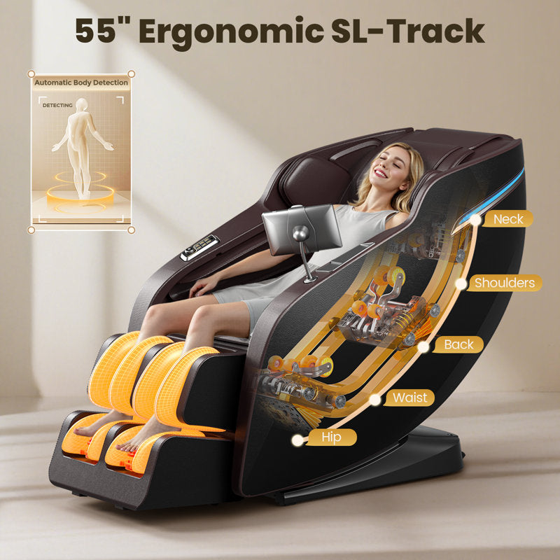 Full Body Massage Chair with Air Bags, Zero Gravity, Heat Therapy, Foot Roller, Shiatsu Recliner