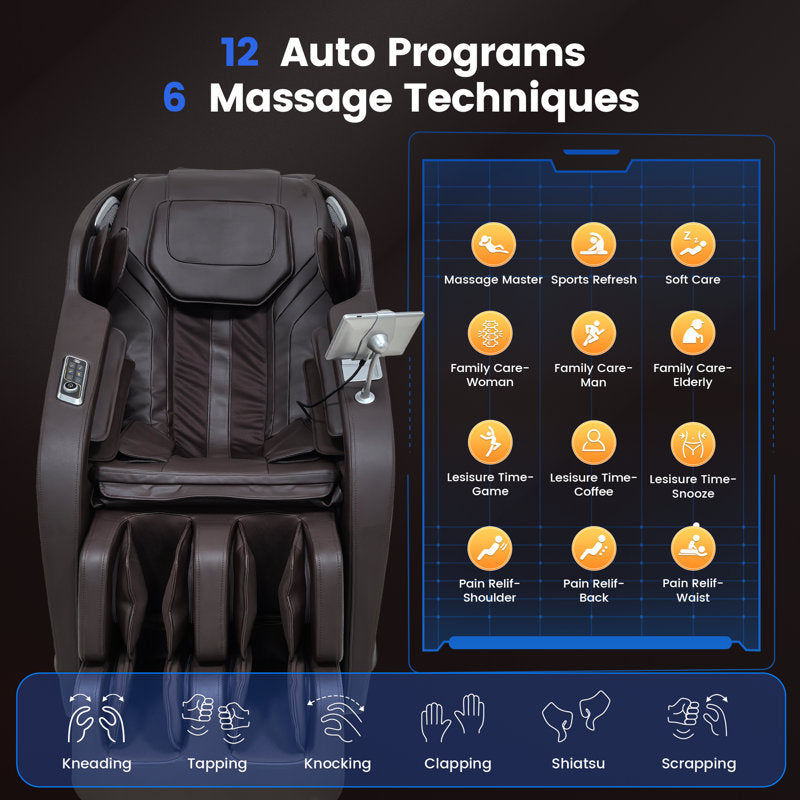 Full Body Massage Chair with Air Bags, Zero Gravity, Heat Therapy, Foot Roller, Shiatsu Recliner