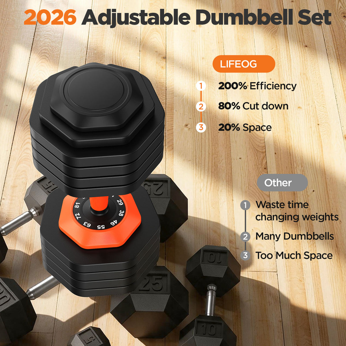 2026 Updated Adjustable Dumbbell Set of 2, 10-in-1 Weights Dumbbell Set with Storage Box, 90lbs Adjustable Weights with Anti-slip Silicone Grip, Weight Set For Home Gym Suit both Men and Women