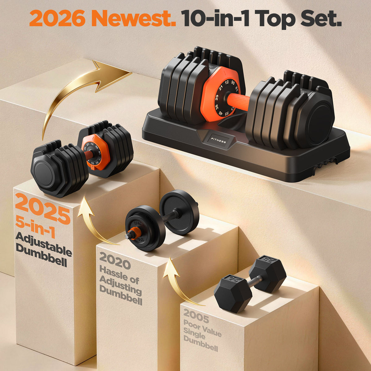 2026 Updated Adjustable Dumbbell Set of 2, 10-in-1 Weights Dumbbell Set with Storage Box, 90lbs Adjustable Weights with Anti-slip Silicone Grip, Weight Set For Home Gym Suit both Men and Women