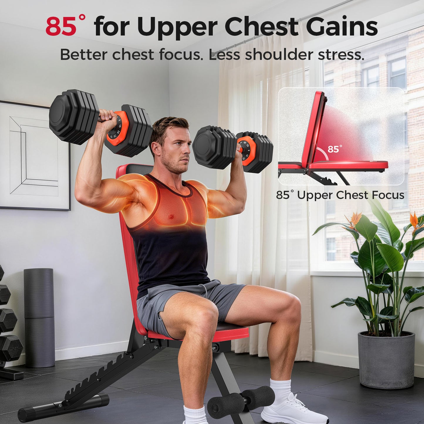 FLYBIRD Upgraded Adjustable Weight Bench for Home Gym, Foldable Workout Bench with Headrest, 660LBS Weight Capacity