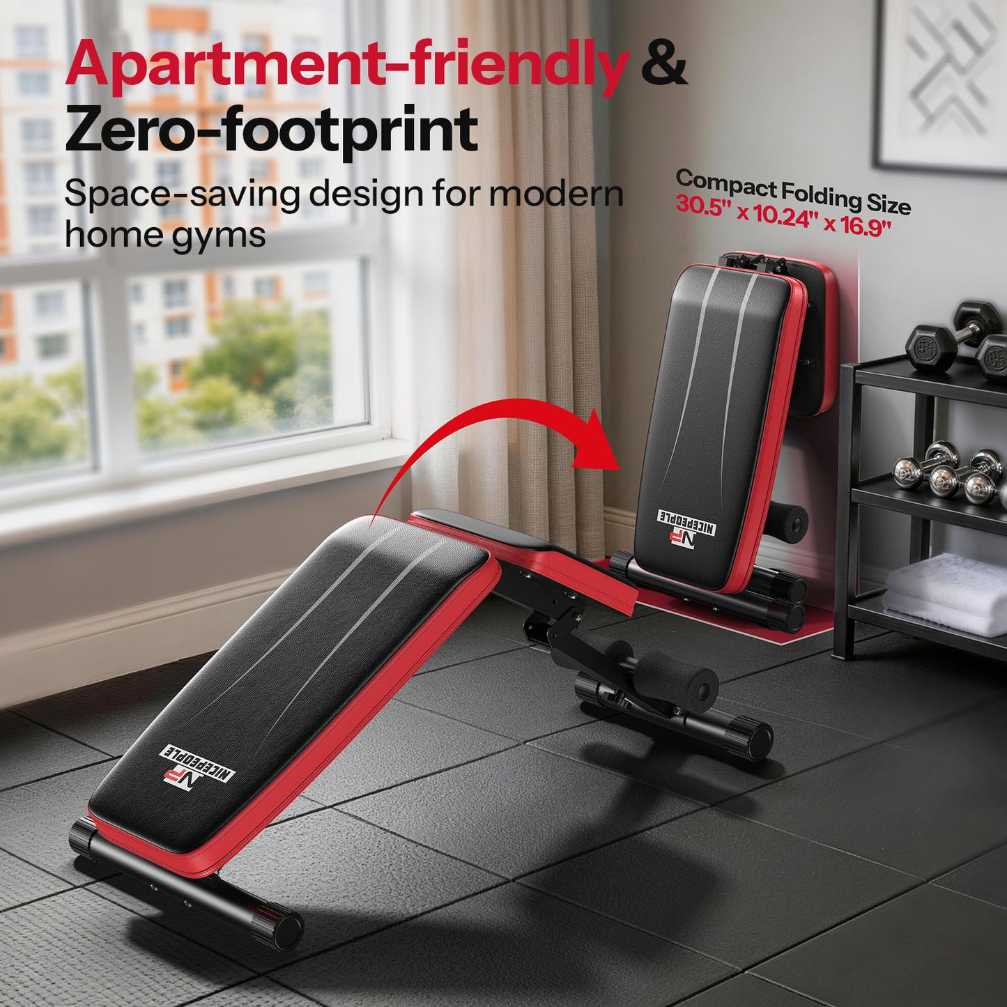 FLYBIRD Upgraded Adjustable Weight Bench for Home Gym, Foldable Workout Bench with Headrest, 660LBS Weight Capacity