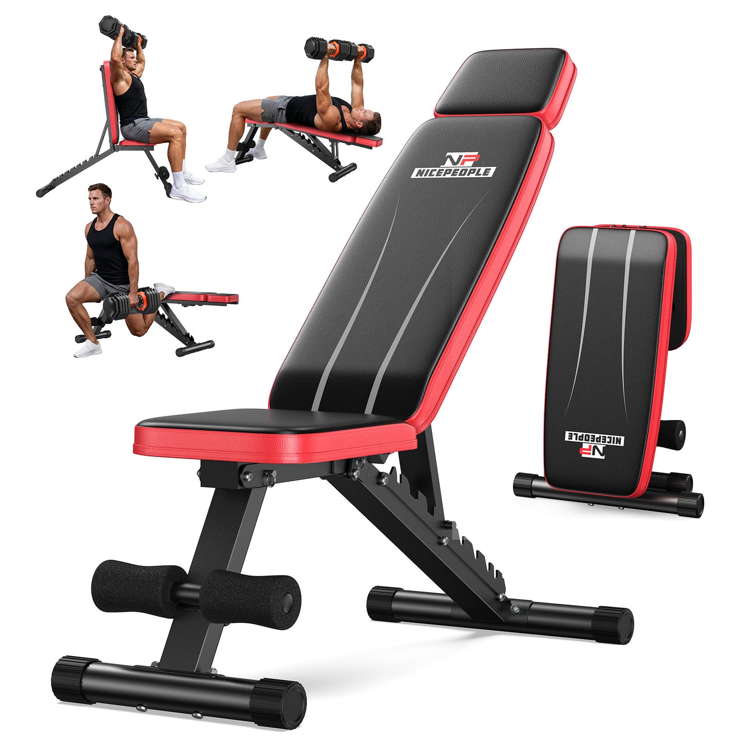FLYBIRD Upgraded Adjustable Weight Bench for Home Gym, Foldable Workout Bench with Headrest, 660LBS Weight Capacity