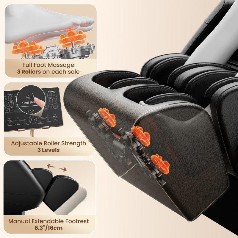 Full Body 4D Massage Chair With SL-Track Roller And 28 Air Bags, 3 Zero Gravity Modes, Heat Therapy, Retractable Footrest With Foot Roller