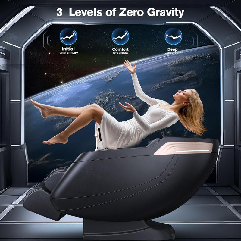 Full Body 4D Massage Chair With SL-Track Roller And 28 Air Bags, 3 Zero Gravity Modes, Heat Therapy, Retractable Footrest With Foot Roller