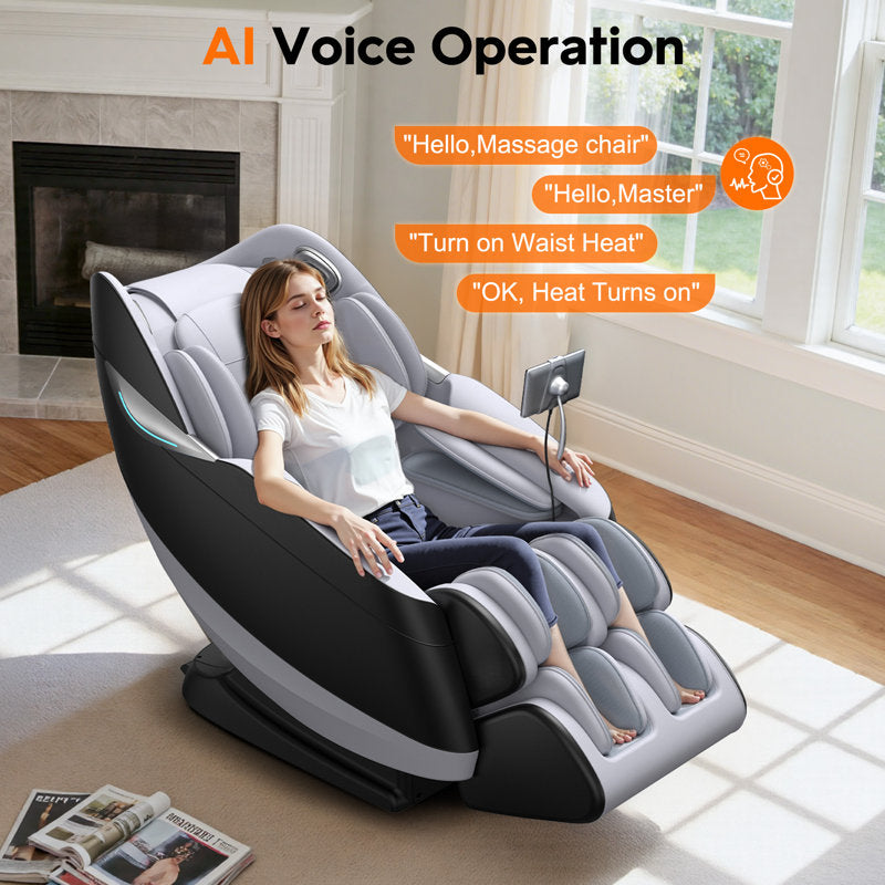 Full Body 4D Massage Chair With SL-Track Roller And 28 Air Bags, 3 Zero Gravity Modes, Heat Therapy, Retractable Footrest With Foot Roller