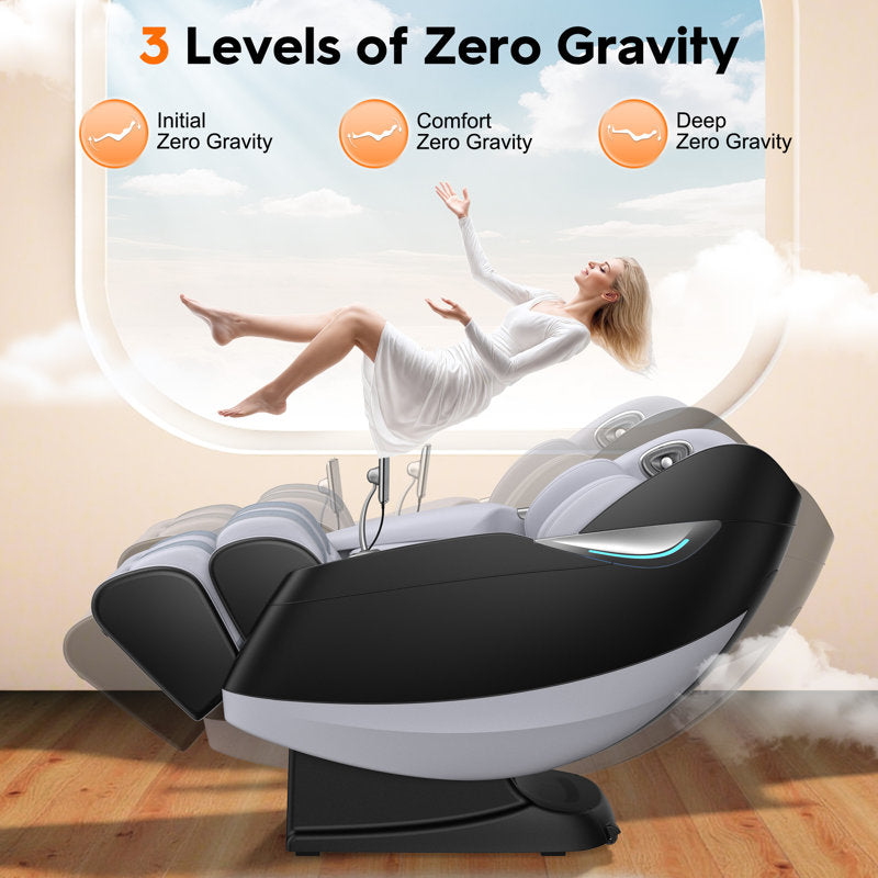 Full Body 4D Massage Chair With SL-Track Roller And 28 Air Bags, 3 Zero Gravity Modes, Heat Therapy, Retractable Footrest With Foot Roller