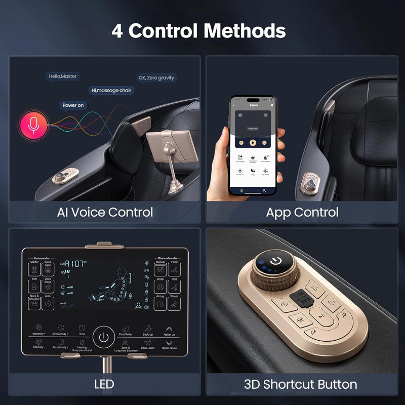 Full Body 4D Massage Chair With SL-Track Roller And 28 Air Bags, 3 Zero Gravity Modes, Heat Therapy, Retractable Footrest With Foot Roller