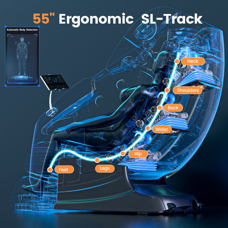 Full Body 4D Massage Chair With SL-Track Roller And 28 Air Bags, 3 Zero Gravity Modes, Heat Therapy, Retractable Footrest With Foot Roller