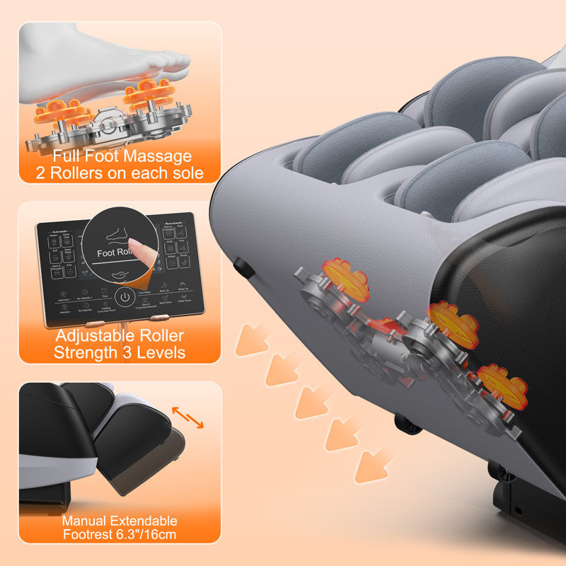 Full Body 4D Massage Chair With SL-Track Roller And 28 Air Bags, 3 Zero Gravity Modes, Heat Therapy, Retractable Footrest With Foot Roller