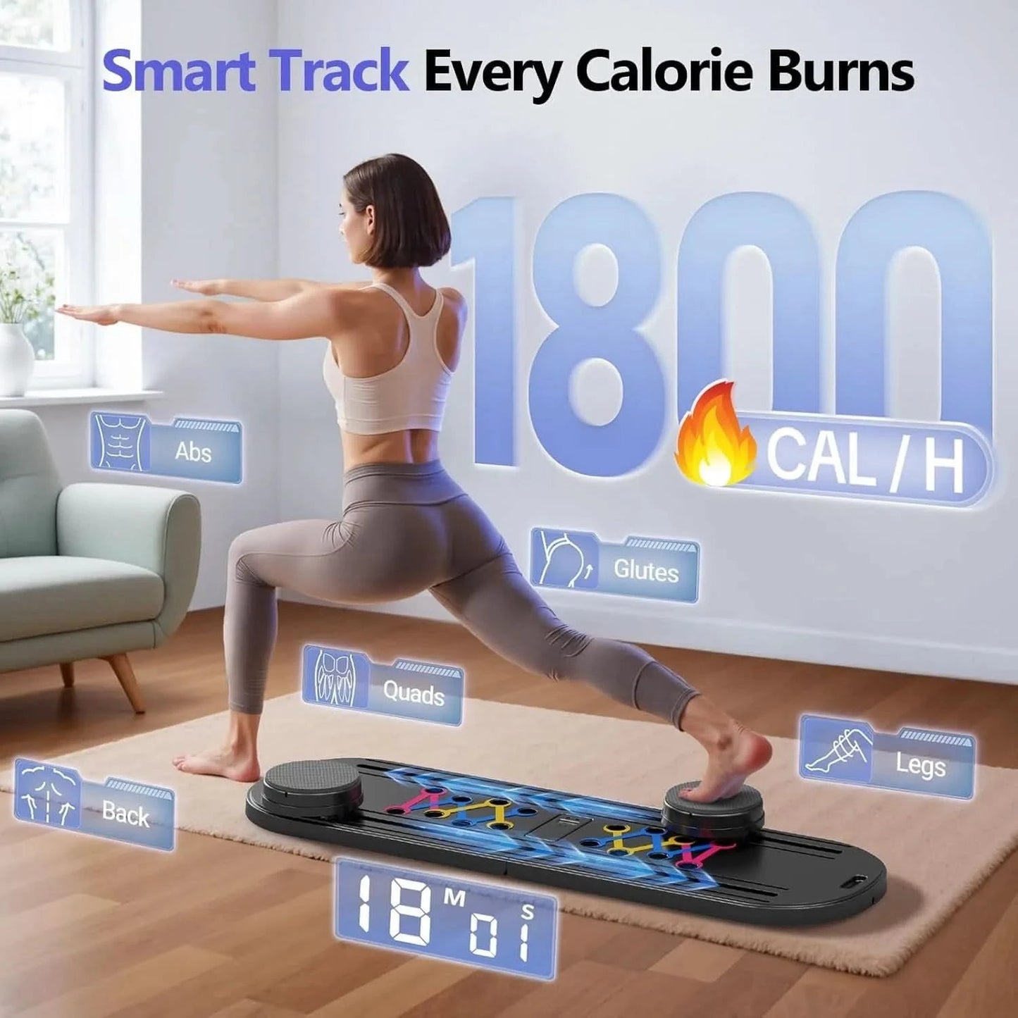Multifunctional Fitness Board With Automatic Rebound, Core Training Ab Roller, Foldable Workout Machines - Full Body Workout Equipment, Home Pilates