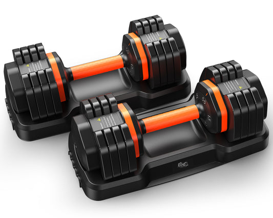 1 Pair 25LB/55LB Adjustable Dumbbells Set, 5LB to 25LB Dumbbell Weight Set