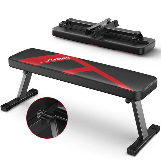 FLYBIRD Flat Bench, Foldable Flat Weight Bench Easy Assembly for Strength Training Bench Press