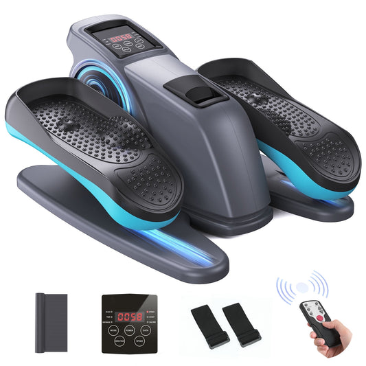 Under Desk Ellipticals Electric, Elipse Leg Exerciser for Seniors Fully Assembled, Seated Pedal Exerciser with Remote Control & Non-slip Mat & Foot Straps Band