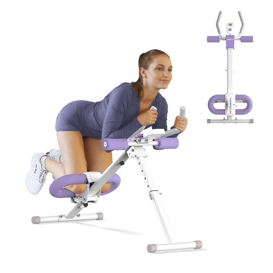 Foldable Ab Machine, Adjustable Ab Machine Full Body Workout for Home Gym, Core & Abdominal Trainer Fitness Equipment for Body Shaping with LCD Display