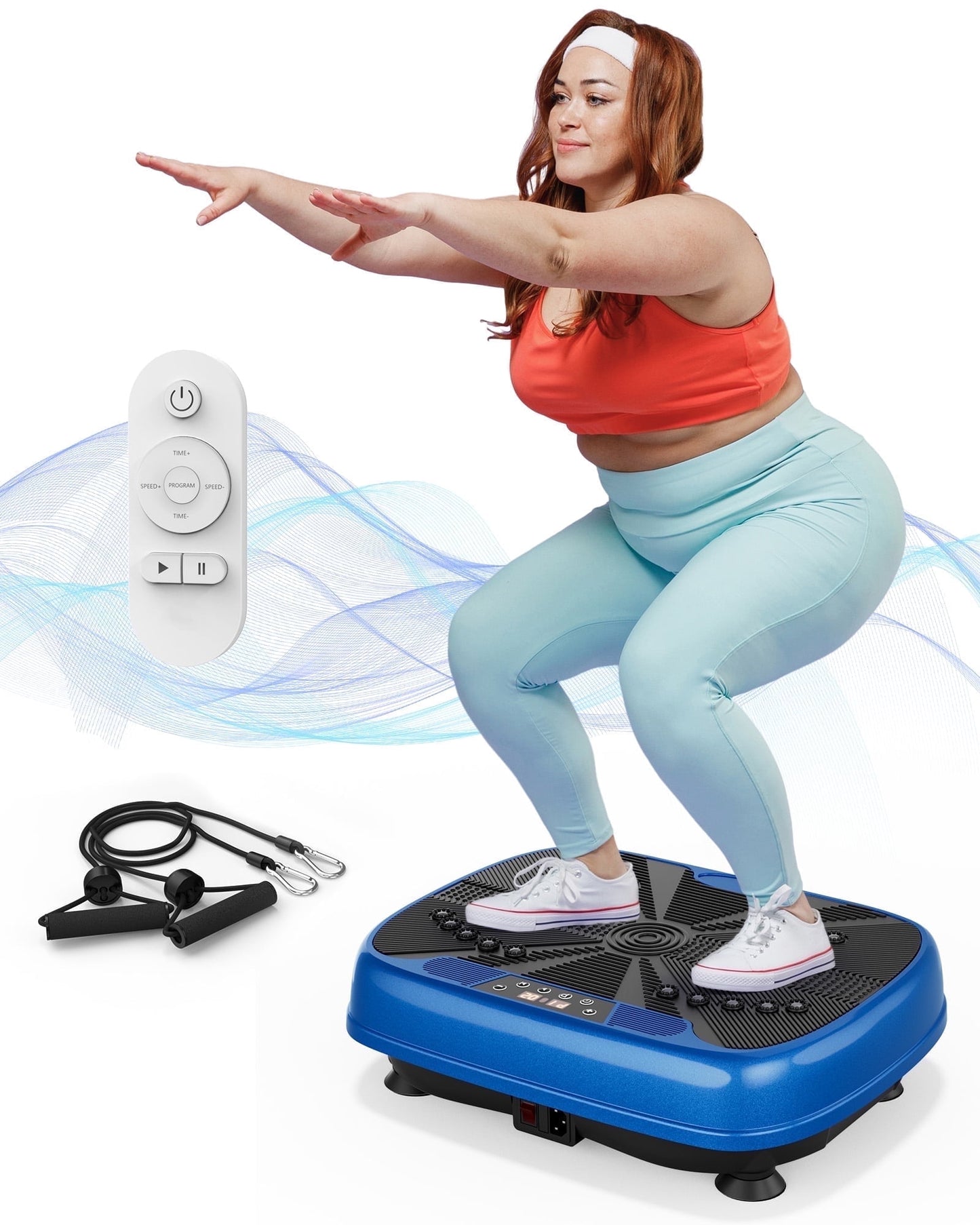 Feierdun Vibration Exercise Machine, Power Waver Vibration Plate Platform for Lymphatic Drainage Whole Body，with 2 Resistance Bands, 120 Levels