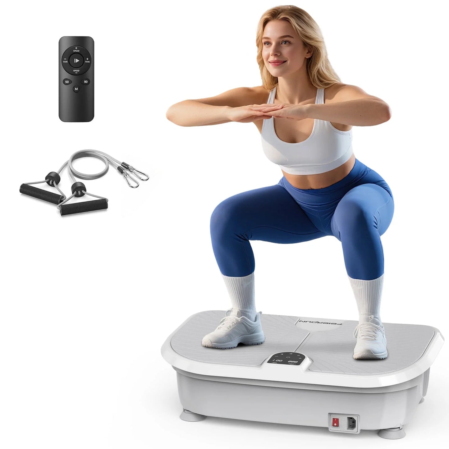 FEIERDUN Vibration Plate Exercise Machine, 400 LBS Capacity Vibration Plate for Lymphatic Drainage, Max Space for Whole-Body Workout & Relaxation at Home