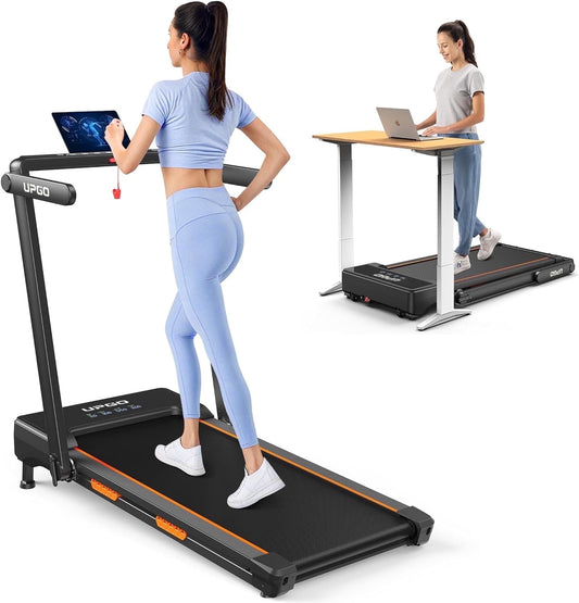 Foldable Walking Pad Treadmill with Auto 9% Incline and 3 Slopes, 300LBS Weight Capacity Under Desk Treadmill for Home/Office